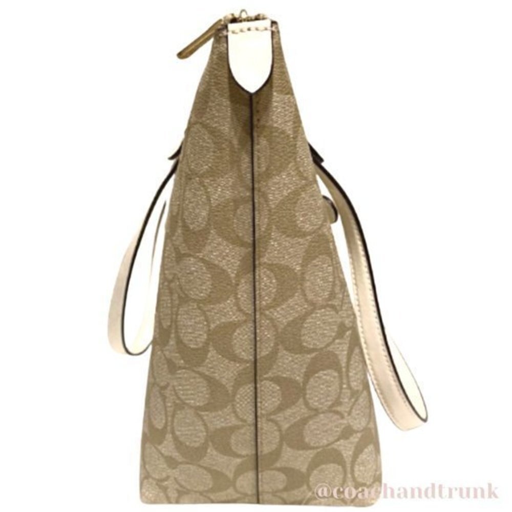 NWT COACH Gallery Tote Light Khaki Classic "C" With Chalk Leather & Gold Accents - Picture 11 of 12